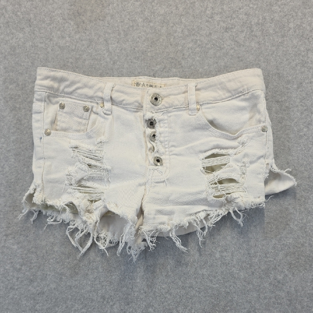 Waimea Distressed White Denim Shorts Women's Size 5 Frayed Cutoff Festival